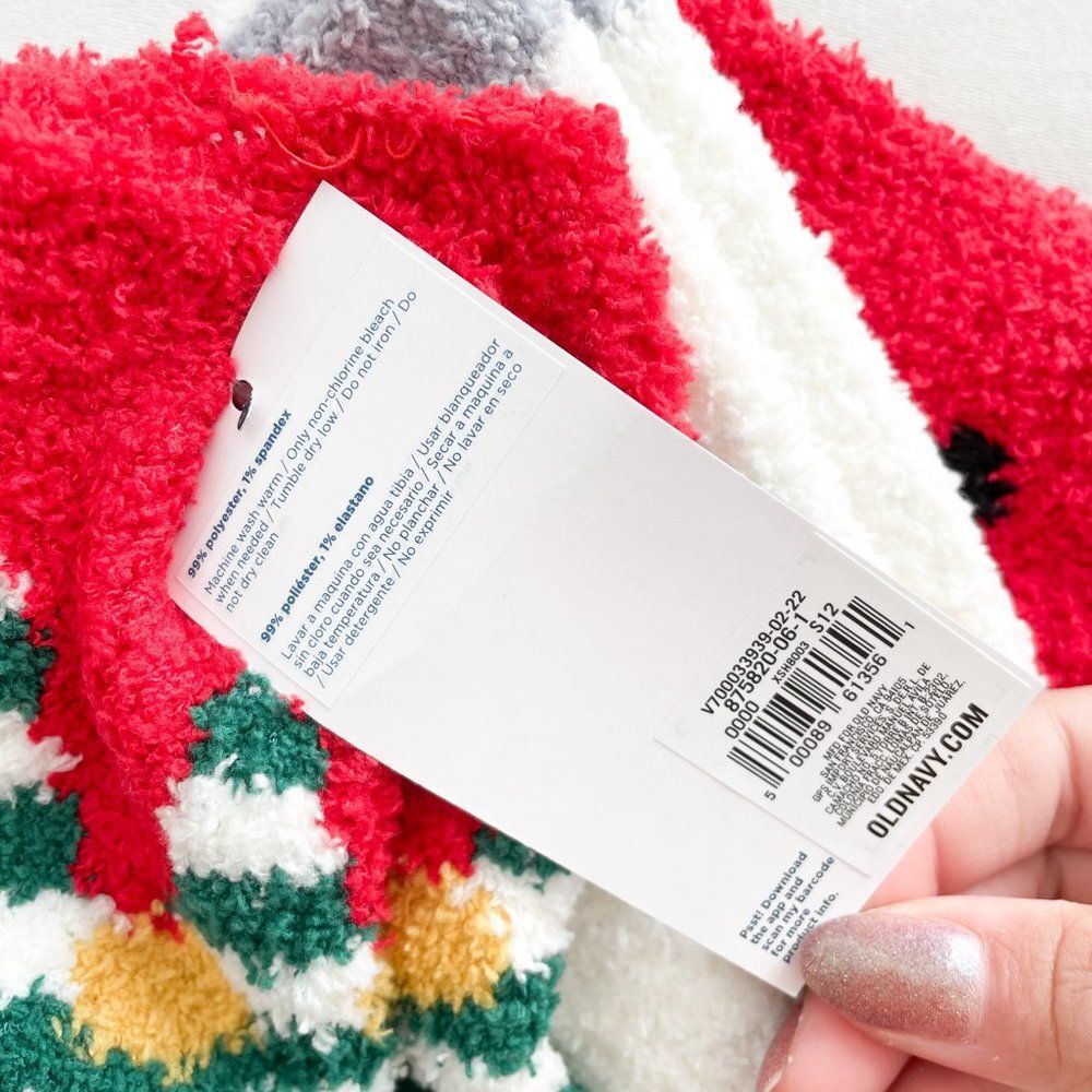 Old Navy Christmas Themed Elf and Santa Fuzzy Sock Set - Picture 2 of 3